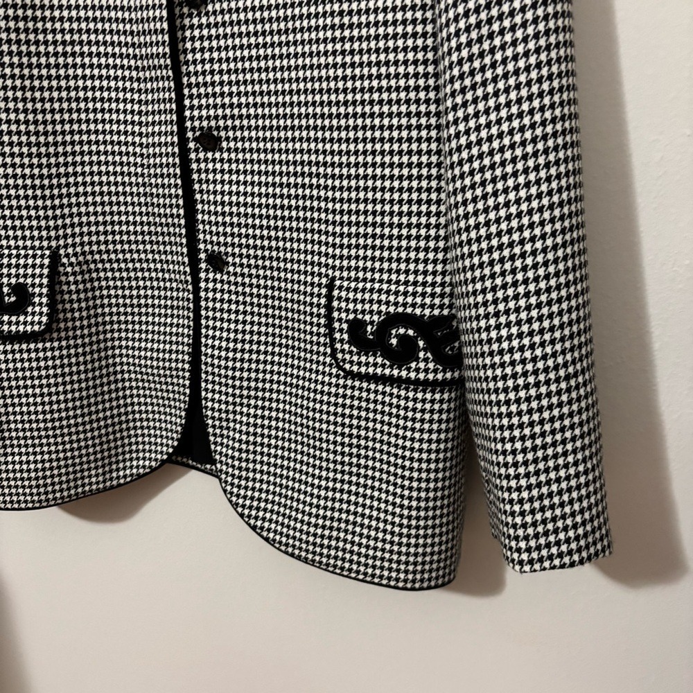 John Meyer of Norwich Womens Houndstooth Blazer‎ Velvet Appliqué Buttons - Picture 4 of 7